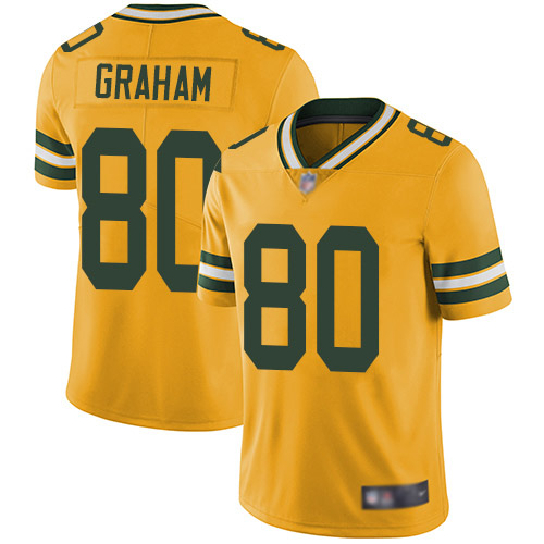 Green Bay Packers Limited Gold Men #80 Graham Jimmy Jersey Nike NFL Rush Vapor Untouchable->nfl t-shirts->Sports Accessory